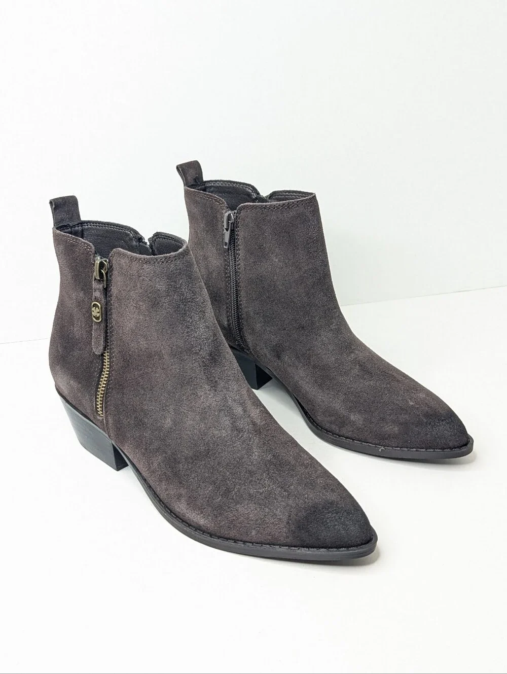 Lucky Brand Anurla Ankle Booties Chocolate Leather Women's 9